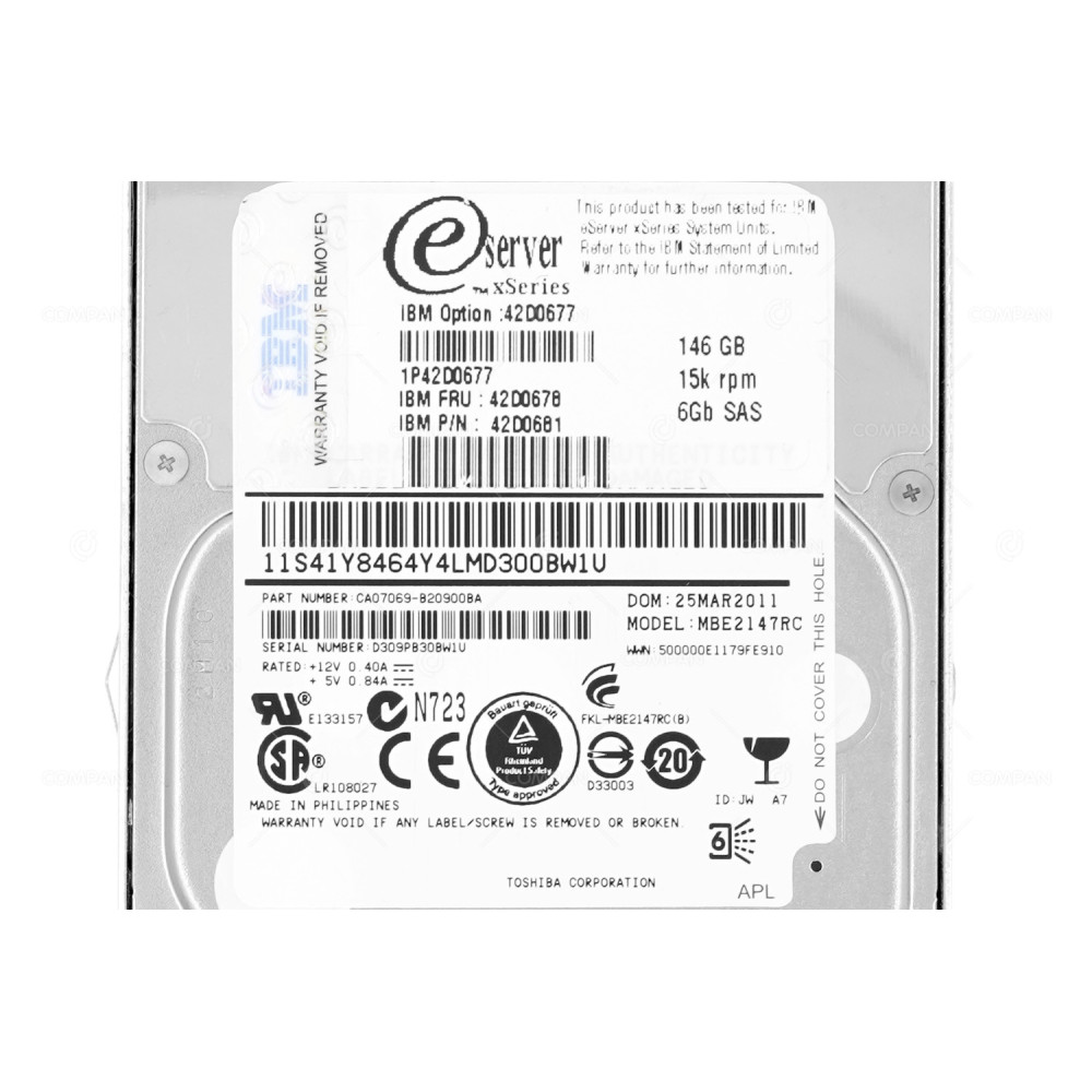 42D0678 IBM HDD 146GB 15K SAS 6G 2.5" SFF HOT-SWAP